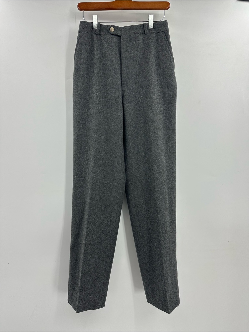 Vintage Barry Bricken Straight-Leg Wool Pants in Charcoal Gray - Women's
